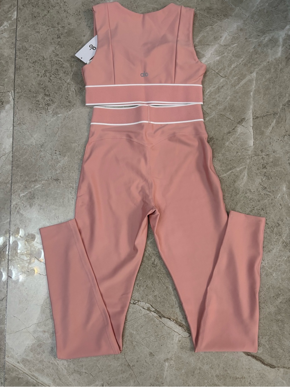 ALO Yoga Dusty Rose High-Waist Sculpting Leggings with Matching Bralette - Picture 3 of 5